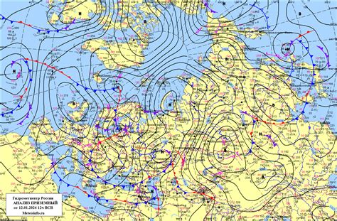 Карты погоды с фронтальным анализом для профессионалов